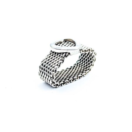 Ring Tiffany Mesh Heart SS Sz6 5.66g 225050051
