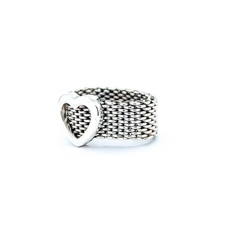 Ring Tiffany Mesh Heart SS Sz6 5.66g 225050051