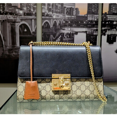 Handbag Gucci GG Supreme Monogram Calfskin Padlock Shoulder Bag 125050192