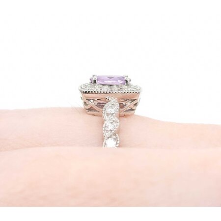 Ring Milgrain .36ctw Round Diamonds .51ct Pink Sapphire 14kw 10.7mm sz7 3.47g 125060038