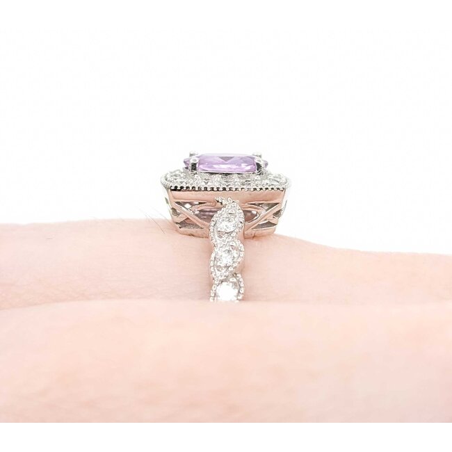 Ring Milgrain .36ctw Round Diamonds .51ct Pink Sapphire 14kw 10.7mm sz7 3.47g 125060038