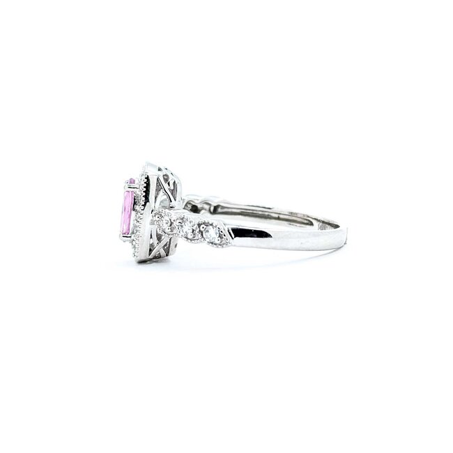 Ring Milgrain .36ctw Round Diamonds .51ct Pink Sapphire 14kw 10.7mm sz7 3.47g 125060038