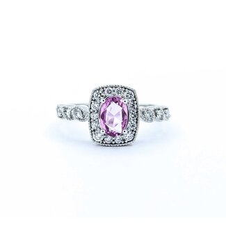 Ring Milgrain .36ctw Round Diamonds .51ct Pink Sapphire 14kw 10.7mm sz7 3.47g 125060038