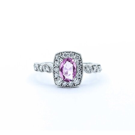 Ring Milgrain .36ctw Round Diamonds .51ct Pink Sapphire 14kw 10.7mm sz7 3.47g 125060038