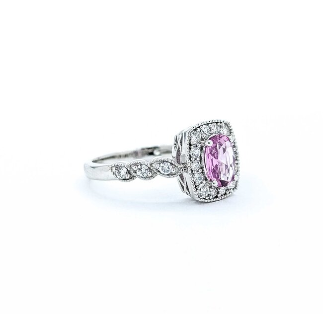 Ring Milgrain .36ctw Round Diamonds .51ct Pink Sapphire 14kw 10.7mm sz7 3.47g 125060038