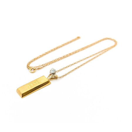 Mike Sjulstad Pendant Gold Bar .23ct Round Diamonds 14ky/24k 16" 9.77g 225060028