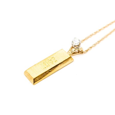 Mike Sjulstad Pendant Gold Bar .23ct Round Diamonds 14ky/24k 16" 9.77g 225060028