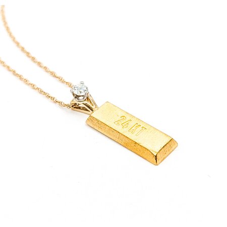 Mike Sjulstad Pendant Gold Bar .23ct Round Diamonds 14ky/24k 16" 9.77g 225060028