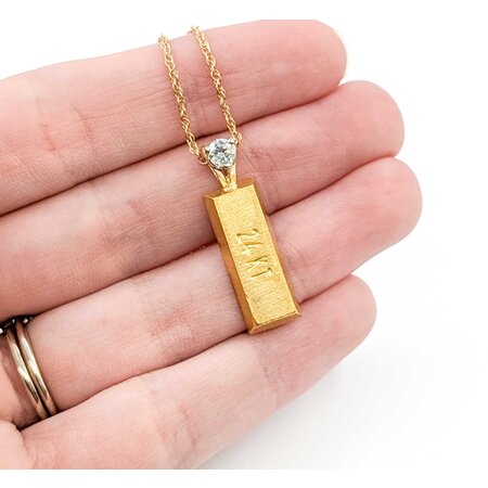 Mike Sjulstad Pendant Gold Bar .23ct Round Diamonds 14ky/24k 16" 9.77g 225060028