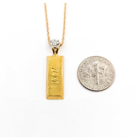 Mike Sjulstad Pendant Gold Bar .23ct Round Diamonds 14ky/24k 16" 9.77g 225060028