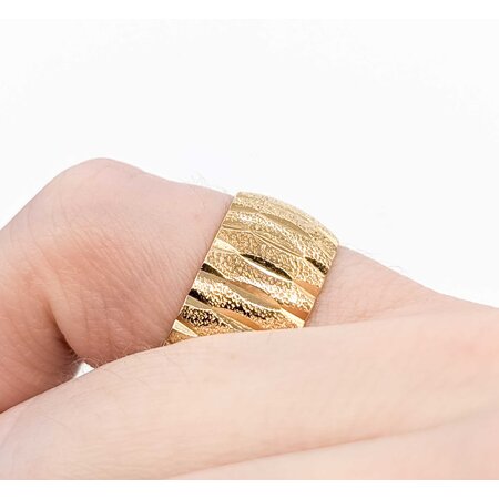 Mike Sjulstad Ring Ribbed Band 14ky 9.5mm Sz5.5 6.85g 225060026