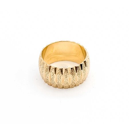 Mike Sjulstad Ring Ribbed Band 14ky 9.5mm Sz5.5 6.85g 225060026