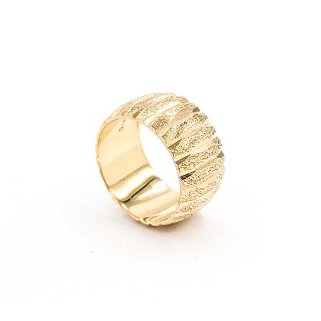 Mike Sjulstad Ring Ribbed Band 14ky 9.5mm Sz5.5 6.85g 225060026