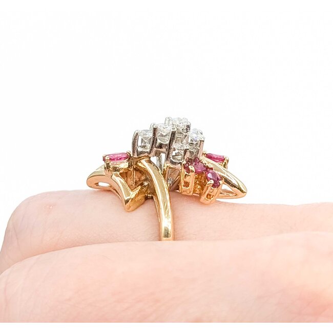Ring Cocktail .70ctw Round Diamonds .60ctw Ruby 14ky Sz6.5 9.22g 225060023