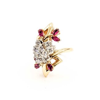 Ring Cocktail .70ctw Round Diamonds .60ctw Ruby 14ky Sz6.5 9.22g 225060023