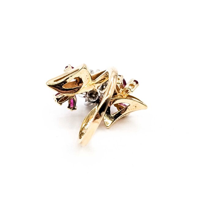 Ring Cocktail .70ctw Round Diamonds .60ctw Ruby 14ky Sz6.5 9.22g 225060023