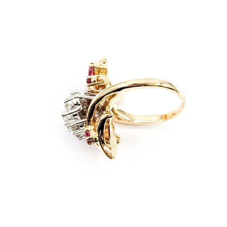Mike Sjulstad Ring Cocktail .70ctw Round Diamonds .60ctw Ruby 14ky Sz6.5 9.22g 225060023