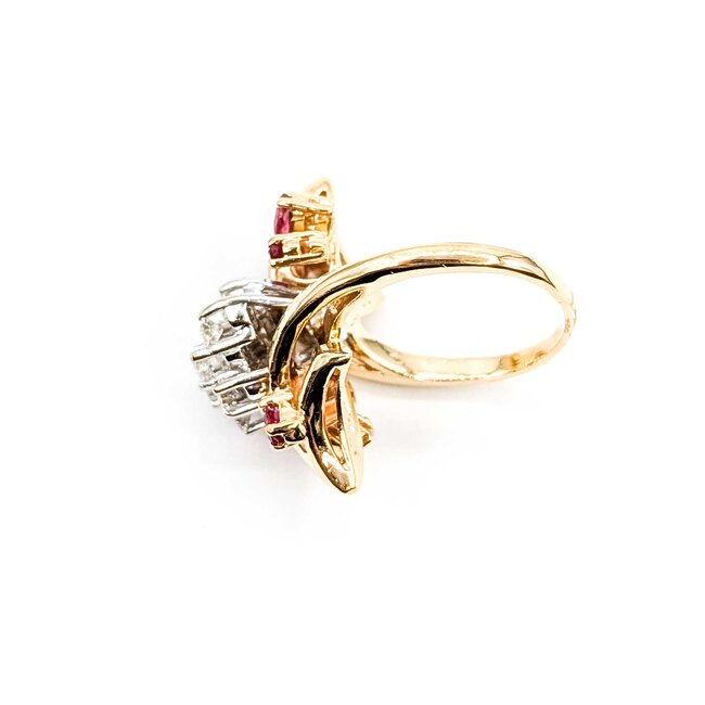Ring Cocktail .70ctw Round Diamonds .60ctw Ruby 14ky Sz6.5 9.22g 225060023