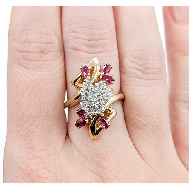 Ring Cocktail .70ctw Round Diamonds .60ctw Ruby 14ky Sz6.5 9.22g 225060023