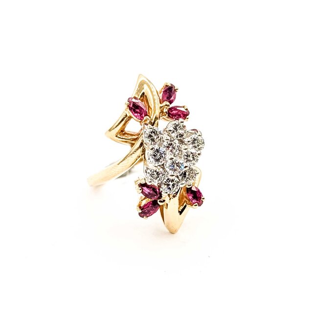 Ring Cocktail .70ctw Round Diamonds .60ctw Ruby 14ky Sz6.5 9.22g 225060023
