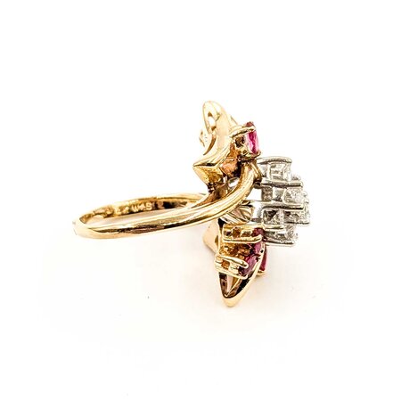 Mike Sjulstad Ring Cocktail .70ctw Round Diamonds .60ctw Ruby 14ky Sz6.5 9.22g 225060023