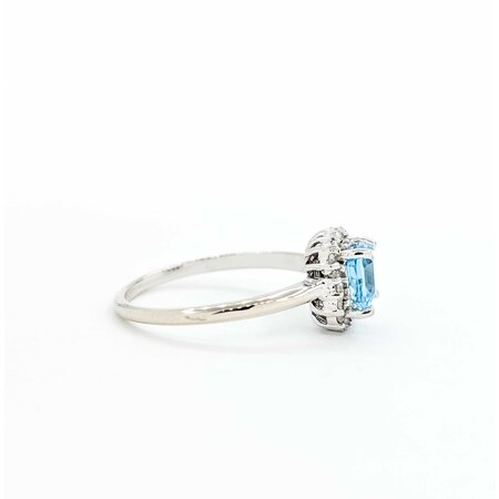 Ring Halo .09ctw Round Diamonds .56ct Blue Topaz 14kw sz4 1.7g 125060049