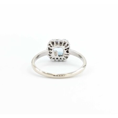 Ring Halo .09ctw Round Diamonds .56ct Blue Topaz 14kw sz4 1.7g 125060049