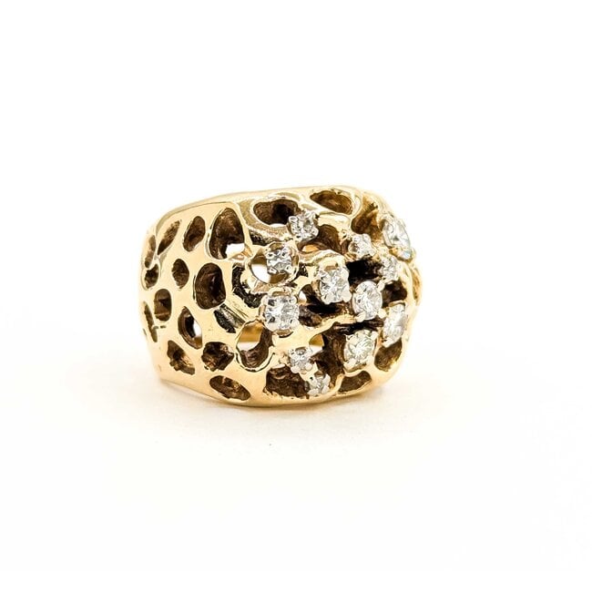 Ring Open Cocktail .55ctw Round Diamonds 14ky Sz4 16.41g 225060024