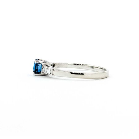 Ring 4 Prong .15ctw Round/Baguette Diamonds .65ct London Blue Topaz 14kw sz9 3.28g 125060050