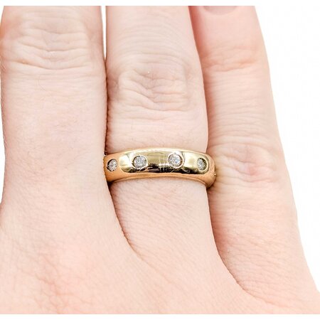 Ring Burnish Set .18ctw Round Diamonds London 1978 9ky sz6 5.36g 125060044