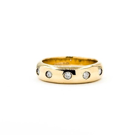 Ring Burnish Set .18ctw Round Diamonds London 1978 9ky sz6 5.36g 125060044