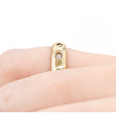 Ring Burnish Set .18ctw Round Diamonds London 1978 9ky sz6 5.36g 125060044