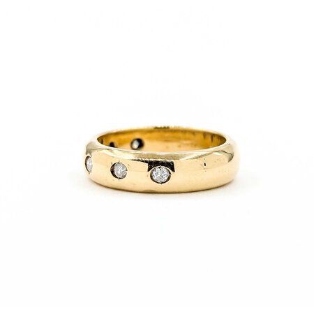 Ring Burnish Set .18ctw Round Diamonds London 1978 9ky sz6 5.36g 125060044