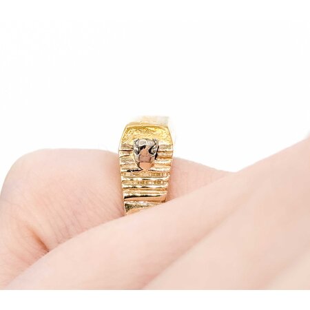 Mike Sjulstad Ring Gold Bar .06ctw Round Diamonds 14ky/24k Sz3.5 6.85g 225060027