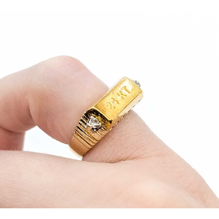 Mike Sjulstad Ring Gold Bar .06ctw Round Diamonds 14ky/24k Sz3.5 6.85g 225060027