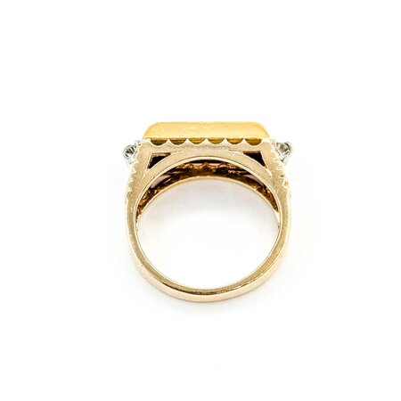 Mike Sjulstad Ring Gold Bar .06ctw Round Diamonds 14ky/24k Sz3.5 6.85g 225060027