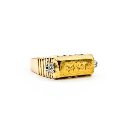 Mike Sjulstad Ring Gold Bar .06ctw Round Diamonds 14ky/24k Sz3.5 6.85g 225060027