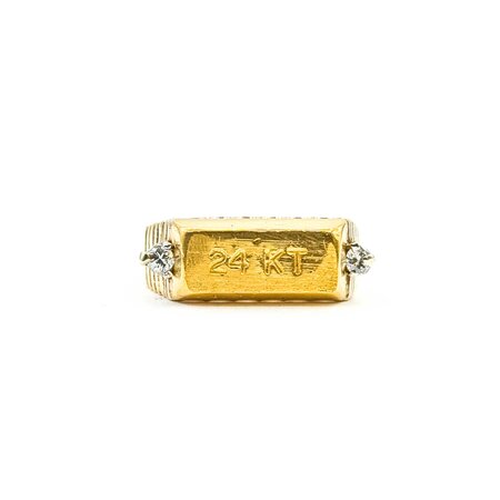 Mike Sjulstad Ring Gold Bar .06ctw Round Diamonds 14ky/24k Sz3.5 6.85g 225060027