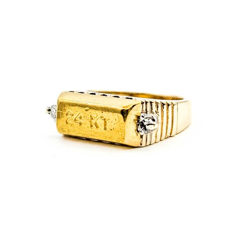 Mike Sjulstad Ring Gold Bar .06ctw Round Diamonds 14ky/24k Sz3.5 6.85g 225060027