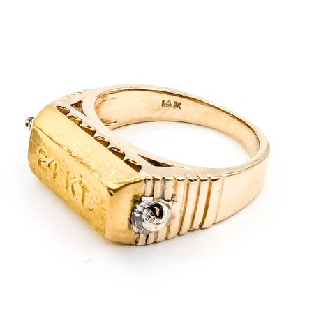 Mike Sjulstad Ring Gold Bar .06ctw Round Diamonds 14ky/24k Sz3.5 6.85g 225060027