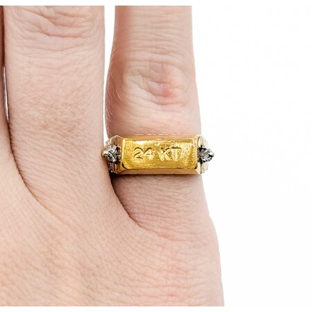 Mike Sjulstad Ring Gold Bar .06ctw Round Diamonds 14ky/24k Sz3.5 6.85g 225060027