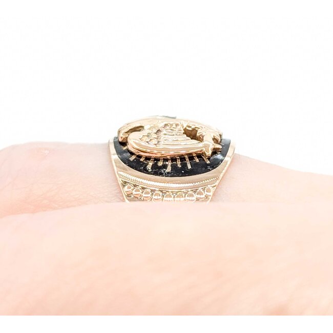 Ring Double Eagle Shriner 10ky 14mm Sz9.25 8.07g 125062020