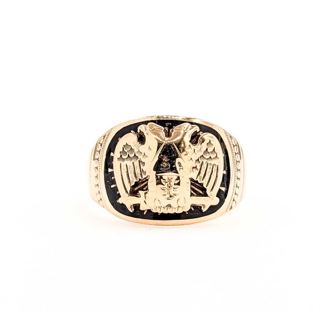 Ring Double Eagle Shriner 10ky 14mm Sz9.25 8.07g 125062020