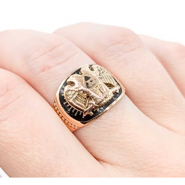 Ring Double Eagle Shriner 10ky 14mm Sz9.25 8.07g 125062020