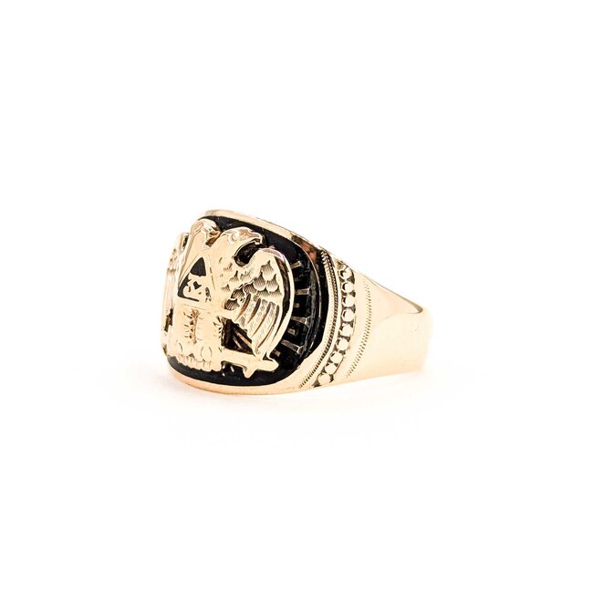 Ring Double Eagle Shriner 10ky 14mm Sz9.25 8.07g 125062020
