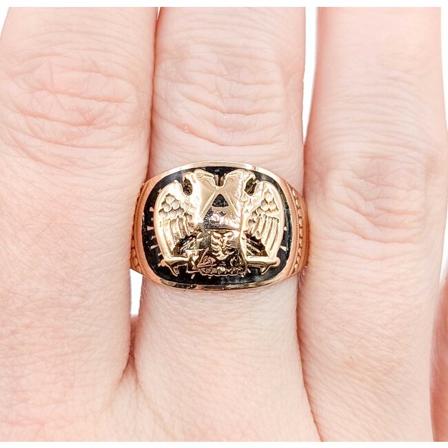 Ring Double Eagle Shriner 10ky 14mm Sz9.25 8.07g 125062020
