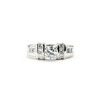 Ring Channel Set .70ct Round Diamond .75ctw Diamonds Princess Cut 14kw 7.3mm Sz8 8.53g 225060018