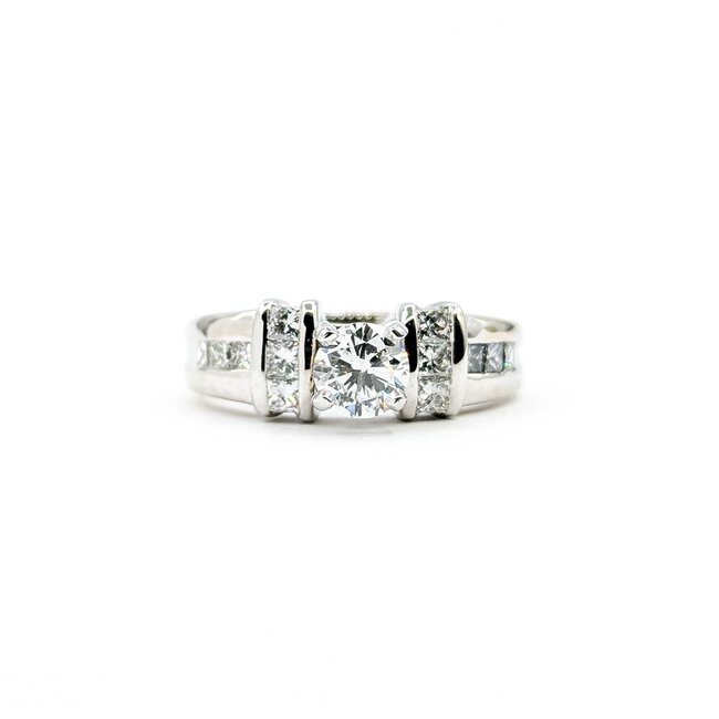 Ring Channel Set .70ct Round Diamond .75ctw Diamonds Princess Cut 14kw 7.3mm Sz8 8.53g 225060018