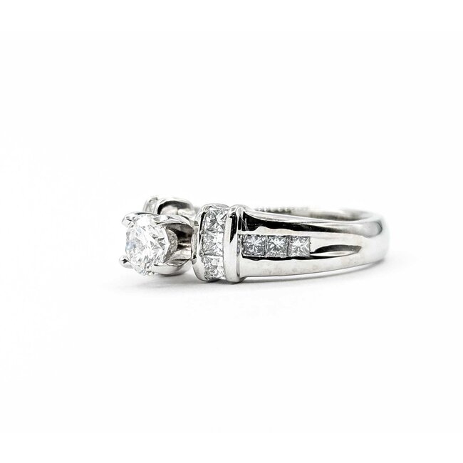 Ring Channel Set .70ct Round Diamond .75ctw Diamonds Princess Cut 14kw 7.3mm Sz8 8.53g 225060018