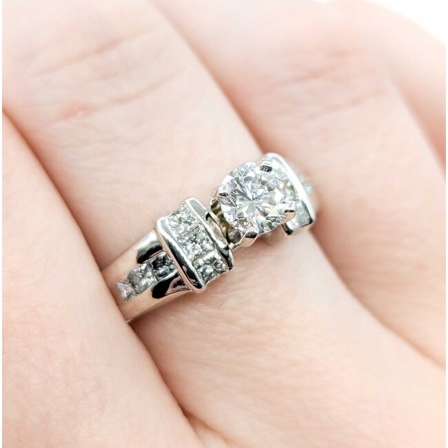 Ring Channel Set .70ct Round Diamond .75ctw Diamonds Princess Cut 14kw 7.3mm Sz8 8.53g 225060018